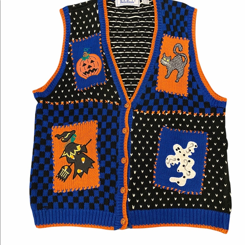 Bellepointe Halloween Vest w/Pumpkin Skeleton Sz L